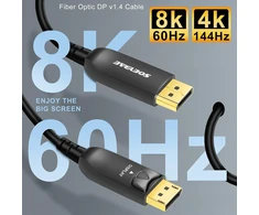 Soeybae Displayport 1.4 kabelis 8k @ 60hz 4k @ 144hz optinio pluošto kabelis 50 m, 32.4 Gbps Ultra Hd monitoriaus kabelis su Hdr10, 8k Displayport kabelis žaidimų kompiuteriui, namų kinui, optinio pluošto technologija