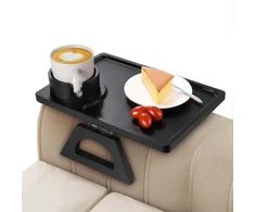 Sofa Bambuko staliukas kavai, prisegamas prie sofos porankio, sulankstomas nešiojamas padėklas, šoninis staliukas, prisegamas prie sofos nuotoliniams pulteliams, gėrimams, užkandžiams, vakarienei, 33x
