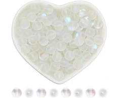 Sofplate 1 dėžutė su 150 mėnulio akmens stiklo karoliukų, didelis paketas matinių karoliukų, 8 mm apvalūs skaidrūs permatomi aurora kristalų dažyti rutuliukai, matiniai tarpikliai, palaidi karoliukai papuošalų gamybai, apyrankėms H