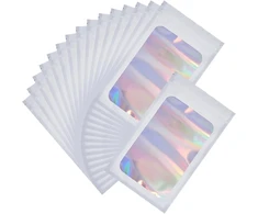 Sofplate 50 vnt. 4,7 x 7,8 folijos maišelių su užtrauktuku pakuotė, maži holografiniai maišeliai, daugkartinio uždarymo, kvapams atsparūs, vaivorykštiniai plastikiniai pavyzdžių pakavimo maišeliai vakarėlių dovanoms, maistui