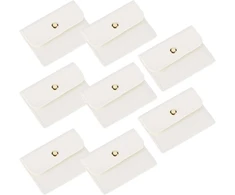 Sofplate 8 vnt. 2,76 x 3,78 colių mini odinių papuošalų maišelių rinkinys, mažas permatomas papuošalų kelioninis dėklas, baltas nešiojamas auskarų dėklas, pagamintas iš Pu odos su spaude, permatomas langelis, mažas