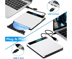 Somdarhk išorinis blu ray įrenginys: usb 3.0 type-c bluray išorinis įrenginys su sd/tf lizdu ir 2 usb prievadais - nešiojamas blu-ray degiklis, aliuminio lydinys, suderinamas su nešiojamuoju kompiuteriu pc mac windows (sidabrinis)