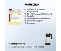 Sonax Powerclean (10 litrų) labai efektyvus valiklio koncentratas išankstiniam valymui automobilių plovyklose ir savitarnos plovimo zonose. Taip pat skirtas žemės ūkio ir statybos technikos valymui, prekės nr.