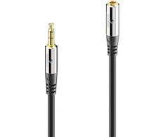 Sonero® premium audio kabelio ilgintuvas 3.5mm lizdas, 5,00m, paauksuoti kontaktai, juodas