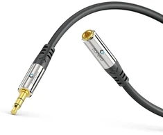 Sonero® premium audio kabelio ilgintuvas 3.5mm lizdas, 5,00m, paauksuoti kontaktai, juodas
