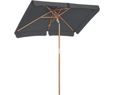 Songmics 200 x 125 cm stačiakampis balkono skėtis nuo saulės, apsauga Upf 50+, medinis skėčio stiebas ir briaunos, sulankstomas, be stovo, 200 x 125 cm, pilkas