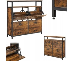 Songmics Batų spintelė atverčiama spinta Loft Vintage Retro