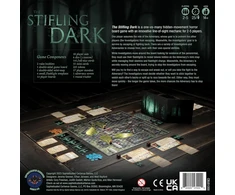 Sophisticated Cerberus Games: The Stifling Dark - pagrindinis žaidimas, siaubo strateginis stalo žaidimas, vienas prieš daugelį, slaptas judėjimas, išgyvenimas, nuo 14 metų, 2-5 žaidėjai