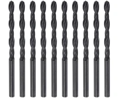 Sourcing map 6542 greitapjovio plieno spiralinis grąžtas su pilnu pagrindu, padengtas juodu oksidu, 4,3 mm, 75 mm, 10 vnt.