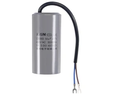 Sourcing map Cbb60 paleidimo kondensatorius su terminalo M8 sriegiu polipropileno plėvele oro kompresoriui vandens siurblio varikliui 50uf 450v ac 2 laidai 50/60hz cilindras 105 x 50 mm