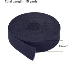 Sourcing map elastinės juostos siuvimui, 25 mm pločio elastinė juosta, 9 m ilgio guminė juosta, elastinė juosta kelnėms, "pasidaryk pats" amatų audiniai, apvadinė juosta juosmeniui, tamsiai mėlyna