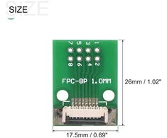 Sourcing map fpc ffc konverterio jungties plokštė 8p 1.0 mm į moterišką pusę 0.5 mm atgal į dip 2.54 mm lcd 3d spausdintuvui dvd