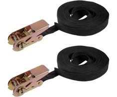Sourcing map Ratchet Lashing Strap surišimo diržas surišimo diržas 10 m x 25 mm 250 kg keliamoji galia polipropilenas transporto kroviniams juodas 2 vnt.