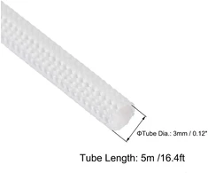 Sourcing map stiklo pluošto plastikinės gumos silikoninė izoliacinė lėtinanti žarna 3 mm x 5 m balta de de