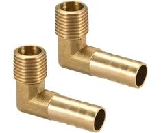 Sourcing map žalvarinis barb žarnos 90 laipsnių alkūnė 10 mm su barb į 1/4 pt išorinį sriegį vamzdžio adapteris, 2 vnt.