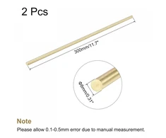 Sourcing map žalvario strypas, vientisas žalvario apvalus strypas, 8 mm skersmens, 300 mm ilgio, sukamasis strypas rc modeliui, „pasidaryk pats“ amatams, 2 vnt.