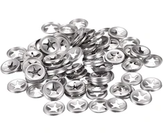 Sourcing map žvaigždinių fiksavimo poveržlių rinkinys, 100 vnt., M4, 3,3 mm vidinis skersmuo, 12 mm išorinis skersmuo, vidiniai dantukai, fiksavimo spaustukas, 304 nerūdijantis plienas