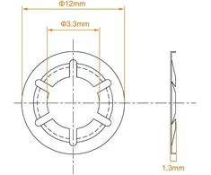 Sourcing map žvaigždinių fiksavimo poveržlių rinkinys, 100 vnt., M4, 3,3 mm vidinis skersmuo, 12 mm išorinis skersmuo, vidiniai dantukai, fiksavimo spaustukas, 304 nerūdijantis plienas