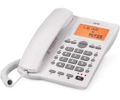 Spc Office Id 2 - laidinis telefonas su apšviestu ekranu, 4 tiesioginiai ir 10 netiesioginių atminties numerių, 2 skambučio lygiai, skambintojo id, šviesos signalas, laisvų rankų funkcija, montuojamas ant stalo arba sienos - baltas
