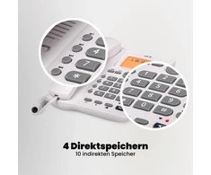 Spc Office Id 2 - laidinis telefonas su apšviestu ekranu, 4 tiesioginiai ir 10 netiesioginių atminties numerių, 2 skambučio lygiai, skambintojo id, šviesos signalas, laisvų rankų funkcija, montuojamas ant stalo arba sienos - baltas
