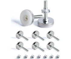 Lova Spdycess 8 vnt. M8 x 35 mm reguliuojamos baldų kojelės, reguliuojamos apvalios išlyginimo kojelės, reguliuojamo aukščio išlyginimo kojelės su 8 vnt. 4 taškų lizdinėmis veržlėmis, spintelėms, stalams, lovoms, kojoms