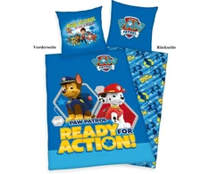 Spin Master Herding Paw Patrol patalynės komplektas, pagalvės užvalkalas 80 x 80 cm su sagomis ir dvipusiu motyvu, antklodės užvalkalas 135 x 200 cm, su sagų užsegimu, 100% medvilnė/linas