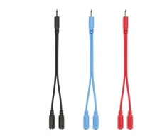 Splitter Y tiesūs Eurorack Patch 3,5 mm Mono minijack kabeliai 3 vnt. 15 cm
