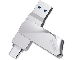Ssk usb atmintinė 128 gb usb 3.2 atmintinė metalinė atmintinė dvigubos usb atmintinės usb-a ir type-c otg usb atmintinė vandeniui atspari duomenų saugykla iki 200 mb/s, itin talpi atmintinė duomenų saugyklai