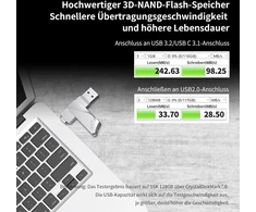 Ssk usb atmintinė 128 gb usb 3.2 atmintinė metalinė atmintinė dvigubos usb atmintinės usb-a ir type-c otg usb atmintinė vandeniui atspari duomenų saugykla iki 200 mb/s, itin talpi atmintinė duomenų saugyklai