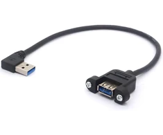 Stačiu kampu usb 3.0 panelinis montavimo kabelis usb 3.0 nuo vyriško iki moteriško su m3 varžto paneliniu montavimo prailginimo kabeliu pramoniniam kompiuteriui pc 30cm (kairė)