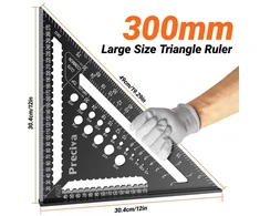 Staliaus kampainio rinkinys, daugiafunkcinis trikampis metalinis aliuminio liniuotės kampo gidas 18 cm + 30 cm staliaus kampainis staliaus kampo matuoklis kampas 45 ir 90 laipsnių kampo žymėjimo matuoklis