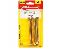 Staliaus sraigtai medžiui 6x100 kūginiai torx blisteris 6vnt Klimas