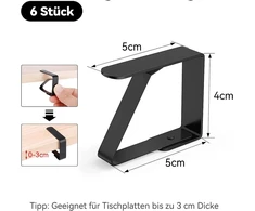 Staltiesės spaustukai (6 vnt.) – nerūdijančio plieno, juodi, 5x4 cm