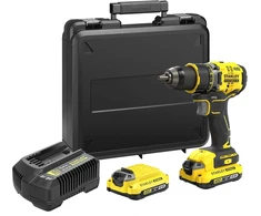 Stanley Fatmax 18v 2 greičių akumuliatorinis gręžtuvas-suktuvas Sfmcd720d2k (2.0ah, maks. sukimo momentas 80 Nm, bešepetėlinis variklis su pilnai metaline pavara, Led lemputė, 2 akumuliatoriai, įkroviklis, diržo spaustukas ir dėklas)