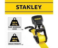 Stanley S1000 25 mm x 3 m diržų komplektas su terkšle – lengvam krovinių transportavimui (680 kg trūkimo riba) – 8 vnt. – juodi/geltoni