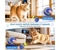 Starnearby Speedy Tail 3.0 interaktyvus žaislinis kamuoliukas katėms, elektrinis interaktyvus žaidimų kamuoliukas katėms, savarankiškai dirbančių kačių kamuoliukas su 2 keičiamomis uodegėlėmis (mėlynas)