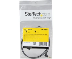 Startech.com 3 pėdų plonas 3,5 mm stačiu kampu stereo garso kabelis - m/m