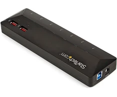 Startech.com 7 prievadų Usb 3.0 šakotuvas su dedikuotu įkrovimo prievadu, 2 x 2.4a prievadas, stalinė stotelė ir greito įkrovimo stotis