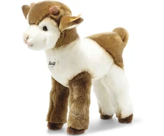Steiff Zenzi ožka, pliušinis žaislas 27 cm, ūkinė pliušinė stovinti ožka, minkštas žaislas vaikams, minkštas žaislas žaidimams ir glamonėms, originalus kimštinis žaislas su sagute ausyje, skalbiamas, ruda/balta (073861)