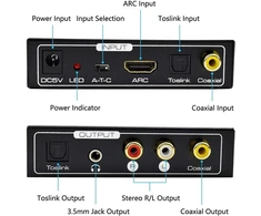 Stiprintuvas Hdmi arc garso ištraukėjas, amanka digital hdmi arc į spdif coaxial optical rca l/r stereo output 3.5 mm 192 khz dac konverteris optical digital hdmi audio to analog for tv dvd ps4 blu-ray etc