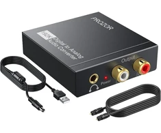Stiprintuvas Prozor dac konverteris, audio adapteris, optinis į rca, toslink į aux lizdą, skaitmeninis į analoginį, optinis į 3.5 mm lizdą, rca, skirtas skaitmeniniam audio, televizoriams, blu-ray grotuvams, hd dvd grotuvams