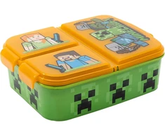 Stor Minecraft vaikiška trijų skyrių sumuštinių dėžutė - vaikiška priešpiečių dėžutė - užkandžių laikiklis - dekoruota priešpiečių dėžutė Estándar