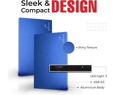 Storite išorinis nešiojamas kietasis diskas 250 gb su usb 3.0 išorine atsargine duomenų saugykla greitam duomenų perdavimui, tinkamas pc, mac, windows, žaidimams, nešiojamam ir staliniam kompiuteriui (mėlynas)