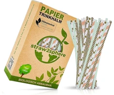 Straw2sphere® popieriniai šiaudeliai rožinio aukso spalvos | 140 vnt. pakuotė | 1 medis už kiekvieną pirkinį | ekologiški popieriniai geriamieji šiaudeliai | popieriniai geriamieji šiaudeliai vaikams | kokteiliniai kartoniniai šiaudeliai | popieriniai ger