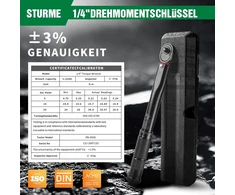 Sturme dinamometrinis raktas dviračiui ir motociklui 1/4 colio, 5-25 Nm dinamometrinis raktas ir nešiojama dėžutė, ± 3% paklaidos tikslumas, 45 dantų grįžtamoji terkšlės galvutė su spragtelėjimo garsu