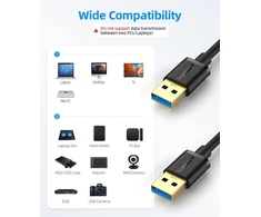 Sunguy usb 3.0 kabelis, 2 vnt., 1 m usb a–usb a kabelis, duomenų perdavimo sparta iki 5 gbit/s, a tipo kištukas į a tipo kištuką, suderinamas su spausdintuvais, modemais, standžiaisiais diskais, monitoriumi, kamera, wacom