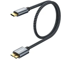 Sunguy usb c į micro b kabelis usb 3.1, 2 vnt., 0.5 m, 10 gbps usb c male į micro b male kietojo disko kabelis, suderinamas su toshiba, seagate, wd, galaxy s5 note 3, hdd ir kt., pilkas