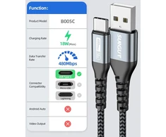 Sunguy usb c kabelis, 3 vnt. po 2 m usb į usb c kabelį, 3a greito įkrovimo usb c kabelis, skirtas iphone 16/15 pro max plus, galaxy s24/s20, google pixel 8/8 pro, motorola moto su force, lg g7 / v30