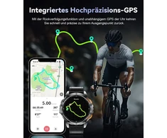 Sunkta Dm1 išmanusis laikrodis vyrams su Gps, kompasu/barometru, spausdinimu/led žibintuvėliu, 1.43 colio amoled ekranu, 170+ sporto režimų, 5atm atsparumu vandeniui, 30+ dienų baterija, išmanusis laikrodis su širdies ritmo matuokliu, skirtas android ir i