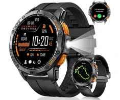 Sunkta Dm1 išmanusis laikrodis vyrams su Gps, kompasu/barometru, spausdinimu/led žibintuvėliu, 1.43 colio amoled ekranu, 170+ sporto režimų, 5atm atsparumu vandeniui, 30+ dienų baterija, išmanusis laikrodis su širdies ritmo matuokliu, skirtas android ir i